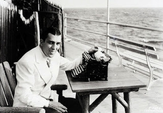 "Toast of the Town" columnist Ed Sullivan working on his you-know-what at the Jersey Shore, 1936.